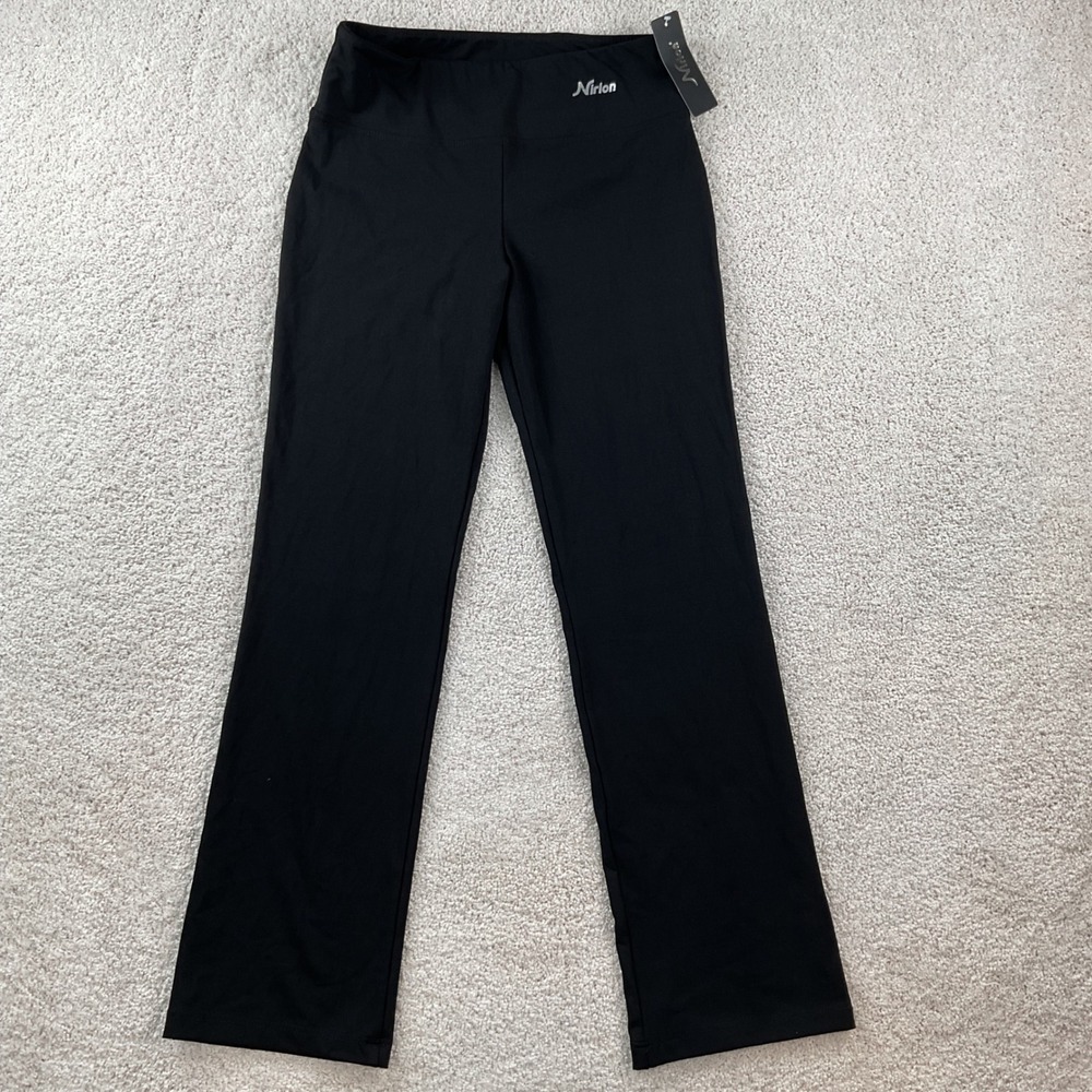 Nirlon Women Black High Waisted Yoga Pants Activewear Leggings Size‎ M NWT